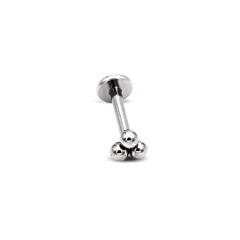 Unbranded 16G 1/4" TRINITY BEAD LABRET TITANIUM  INTERNALLY THREADED TRAGUS Flat Back Ring