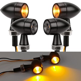 RACEAST Motorcycle Turn Signal, LED Round Bullet Type, Small 12V High Brightness Direction Indicator, Waterproof Mini Motorcycle Turn Signal Light, Retro Style, Ultra-small M8, General-purpose EU