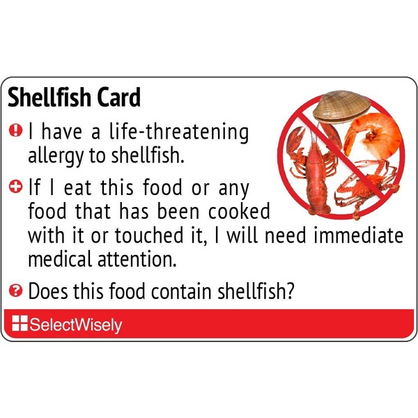 Shellfish Allergy Translation Card (2 Pack) - Translated in Chinese