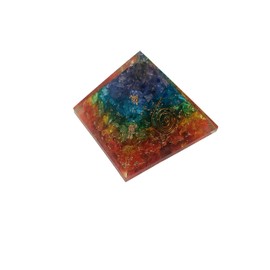 7 Chakra Rainbow Crystal Orgone Pyramid Healing Stone Crystal Chakra Pyramid EMF Protection Positive Energy Generator Orgonite Meditation, Spiritual Balance Stones 65-70 mm with Velvet Phouch