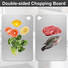 Titanium Chopping Board, 304 Stainless Steel Cutting Board for Kitchen, Double Sided Metal Cutting Board, 11.41 x 7.67 in Steel Cutting Board, Food Grade Cutting Board for Meats, Fruit and Vegetable