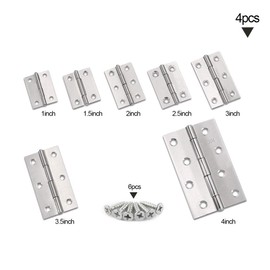 YOFASEN Stainless Steel Bearing Hinges - Home Furniture Door Hinges Cabinet Drawer Hinges Small Hinges with Matching Fixing Screws, Silver, 1.5 Inch(38 * 30 * 1.0mm) - 4pcs