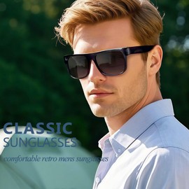 Joopin Big Acetate Square Sunglasses Men Polarized UV Protection, TR90 Sport Sun Glasses Women, Rectangular Sunnies Blue Gradient Grey