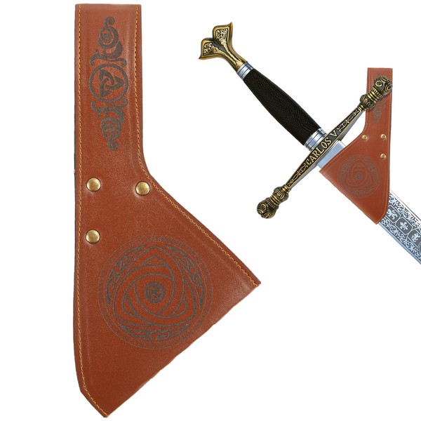 Universal Sword Belt Leather Frog - Holster fits Medieval Swords