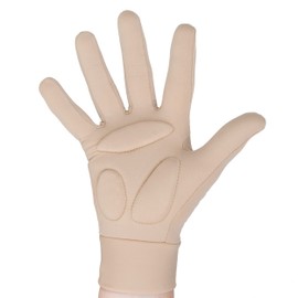 CRS Cross Padded Skating Gloves - Warm Padded Protection for Ice Skating Practice, Figure Skating Testing, Dance Competition, Roller Skating and Cheer. (Tan, Youth Medium/Large)