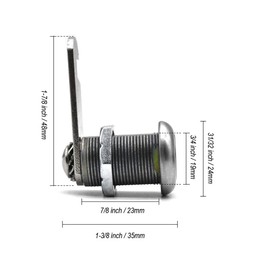 2Pcs Tool Box Locks 7/8" Cabinet Cam Lock for Truck Pickup Tool Box Vending Machine Drawer Tool Box Mailbox ATM Locks Replacement