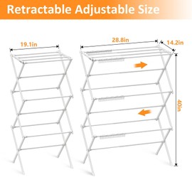 Rbitroise 3-Tier Clothes Drying Rack | Drying Rack Clothing Foldable | Antirust Laundry Drying Rack| Small Dry Rack for Clothes | Towel Rack for Storage | Use for Indoor & Outdoor | White