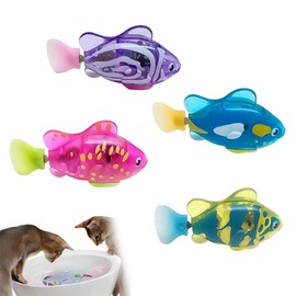 Tyasoleil 4PCS Electronic Pet Fish, Swimming Robot Fish Toy for Cats, Electric Fish Toy, LED Light Electronic Fish, Cat Interactive Pet Toy Swimming Baby Bath Toy