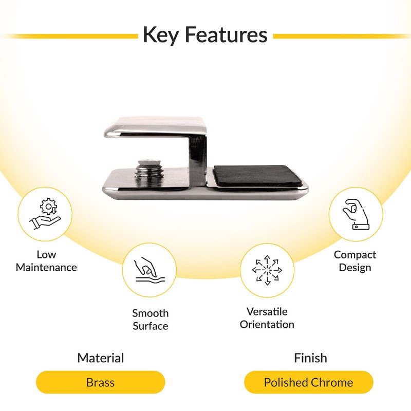 Brixwell BDS1CH Polished Chrome Beveled Style Frameless Shower Door Stop