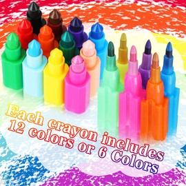 14 Pieces Stacking Crayons Stackable Buildable Crayons Colorful Crayon Party Favors Rainbow Pencils for Kids' Crayons Coloring School Office Supplies Party Favor, 12 Colors and 6 Colors