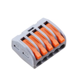 20pcs 5 Way Spring Lever Terminal Block 5 Hole Cam-Type Lever Nut Electrical Cable Connectors (5 Ways)
