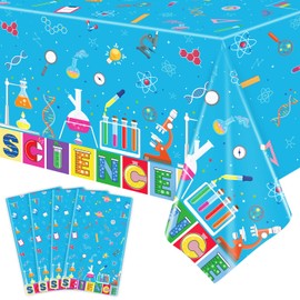 Inspireyee 4 Pieces Science Party Tablecloth Decorations Crazy Scientist Theme Birthday Party Supplies Rectangular 51 x 86 Inch Laboratory Table Covers for Science Lab Party Decor (Science-4)