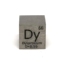 Elemental Specimen Dysprosium Dy (0.4 inch (10 mm) Cube, Engraved A, Regular Surface)