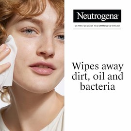 Neutrogena Toallitas limpiadoras desmaquillantes, pomelo rosa, 25 unidades, paquete doble | Disposable Acne Face Towelettes to Remove Dirt, Oil, and M