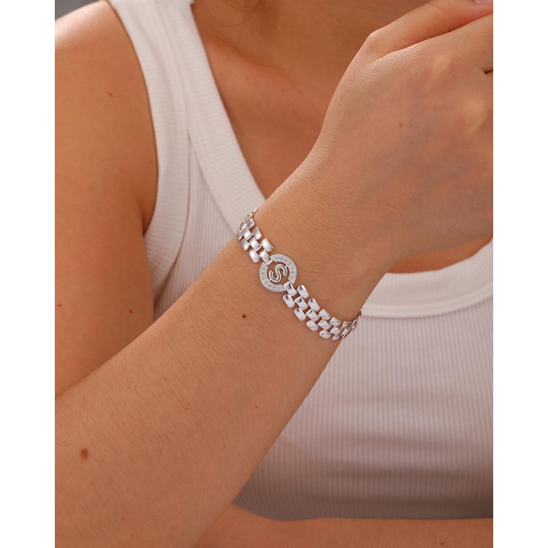 Rajputana Initial Bracelets for Women, 14K Gold-Plated Letter Bracelets from