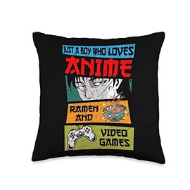 Just A Boy Who Loves Anime Ramen and Video Games, Gaming Throw Pillow
