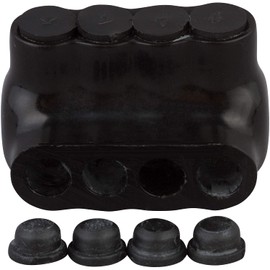 Morris 97526 Morris Products 97526 Multi-Cable Insulated Connector, Black, Multi Conductor Single Side Entry Connector Type, 4 Ports, 1/0-14 Wire Range, Black