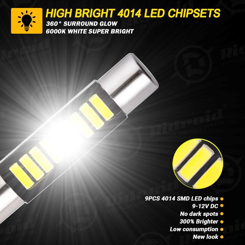 RIDROID White LED Lights Interior Package kit for 2007 -