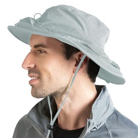 Peicees Head Net Hat for Men Women Adventure Fishing Hat Safari Hat for Hunting Camping Hiking Light Gray