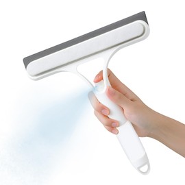 FZHZVVZPY 3 in 1 Window Cleaning Scraper, Window Squeegee with Sprayer, Window Cleaning Scraper, for Windows, Walls, Car Windshields, Bathrooms, Kitchens, All-Purpose Window Cleaner Too (White)