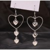 Women Girl Dangle Drop Big Heart Stud 925 Sterling Silver