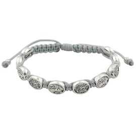 Guardian Angel and Saint Michael the Archangel Woven Bracelet | Silver-Tone Medals | Adjustable | Great Catholic Gift for First Holy Communion and Confirmation, Medium, Metal, no gemstone