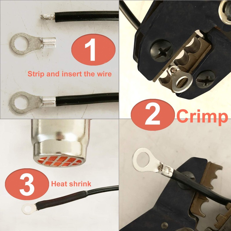 RockDIG 260PCS AWG 22-16 16-14 12-10 Copper Ring Fork Terminals