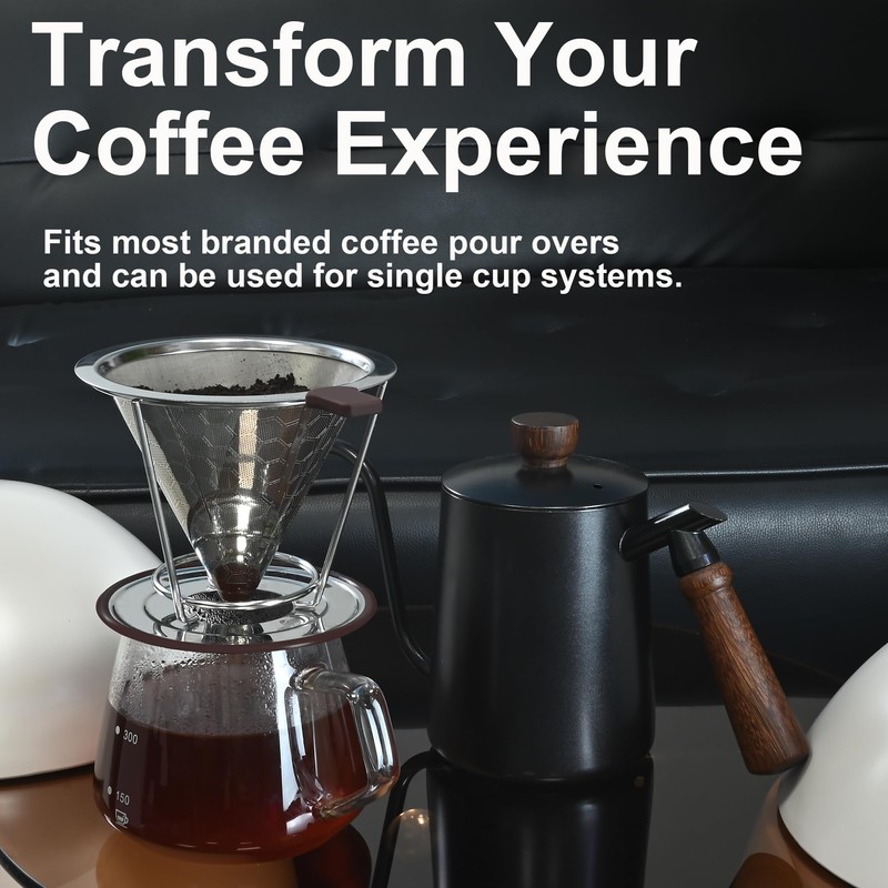 TECHSHARE Pour Over Coffee Dripper, Coffee Filters with 800 Mesh