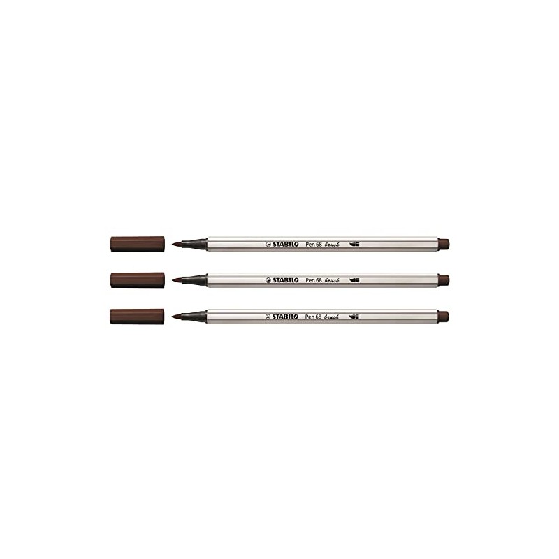 STABILO Set of 3 Felt Tip Pens 68 Brush Brown
