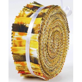 Soimoi 40Pcs Tie Dye Print Precut Fabrics Strips Roll Up 1.5x42inches Cotton Jelly Rolls for Quilting - Yellow
