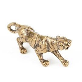 1Pc Gold Antique Copper Tiger King Figurines Accessories Vintage Brass Animal Ornaments,Desk Decors,Well Carved,Surface Vintage Treatment,Collectible Figurines,Home and Kitchen,Home Décor Accents