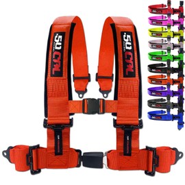 Orange 4 Point Harness for Bucket Seat, Push Button Release, 10 Color Options, Racing Harness, Race Car, Off Road Vehicle, UTV, RZR (1 Unit) [6045]