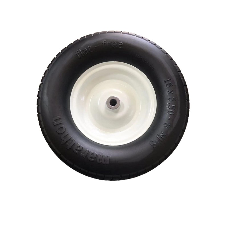 Marathon 16x6.50-8" Flat Free Tire on Wheel, 3" Hub, 3/4"