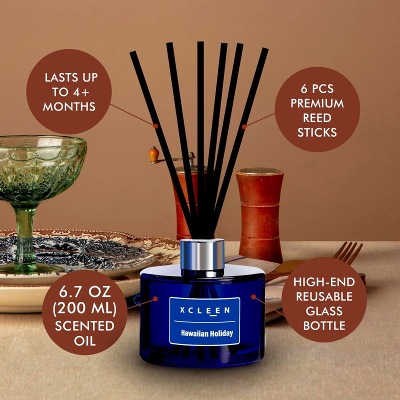 Xcleen Reed Diffuser Set, 6.7 Oz Hawaiian Holiday Scented Reed