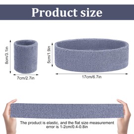 Yolev 3Pieces Sweatband Set, Sports Headband and Wristbands, Set of 1 Headband and 2 Wristbands, for Athletic Men and Women, Black and Neon Green, One Size(Gray)