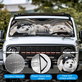 Car Windshield Sun Shade, Wear-Resistant Black Tape, Foldable, Visor Protector for Car Sedan Truck SUV Accessories 57.1" L x 27.6" W