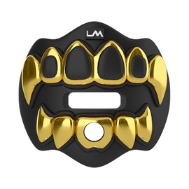 Loudmouth Football Mouth Guard - 3D Chrome Grillz Football Mouthpiece, Fits Adult & Youth, Mouth Guard Accessories (3D Grillz - Chrome Black/Gold)