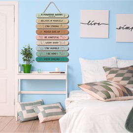 Riletese Inspirational Wall Art Decor - Positive Affirmations Wooden Wall Decor, 9 Pcs Motivational Wall Decor for Office, Wall Plaque Decor for Classroom