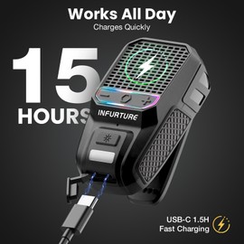 INFURTURE Clip Bluetooth Speaker with RGB/Flashlight mini Bluetooth Speaker (Non-Magnetic)-Built-in Noise Reduction Mic for Hands-Free Music/Calls-for Work/Riding/Golf/Outdoor(Black)