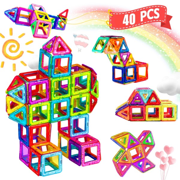 HISHOPTOY Magnetic Building Blocks 40 Pieces Magnetic Toy for Children