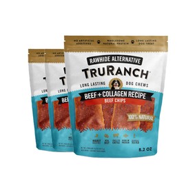 TRURANCH Collagen Chips, Beef, Healthy Joint Support Dog Treat, Rawhide Alternative, Skin & Coat Health, Made with Real Beef, 3 Bags, 1.5 lbs