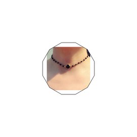 Olbye Rainbow Moonstone Necklace Choker, Women's Simple Necklace, Black, 16 Inches