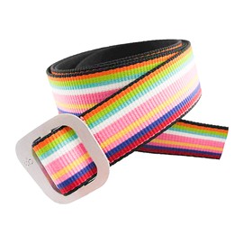 Thomas Bates Women’s Dakota Belt Nylon Blend Outdoor Web Adjustable Buckle (SQ Stripe Pink Multi, Adult Size)