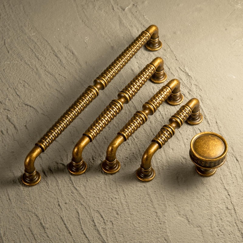 Goo-Ki 6 Pack Woven Cabinet Pulls Antique Brass Drawer Pulls
