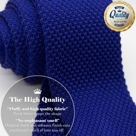 WANDM Men's Pointed Knit Tie Necktie Width 2.75 inches Washable Solid Color Royal Blue