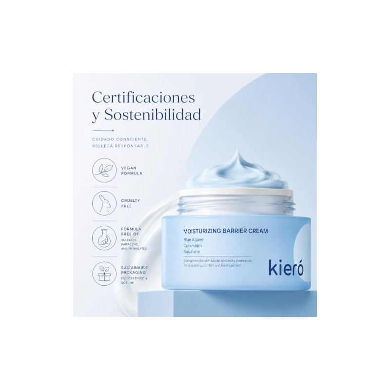 KIERO Crema Hidratante Facial Ceramidas y Agave Azul 50 g