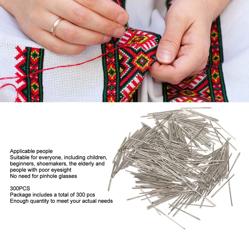 300pcs Hand Sewing Needle Professional Stainless Steel Big Eye Easy