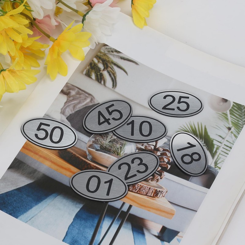 NumRealm Table Numbers Locker Cabinet Number, Oval ABS Engraved Numbers
