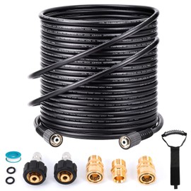 TikLog Pressure Washer Hose 100FT 1/4”, 4000 PSI Kink Resistant High Pressure Hose M22 14mm Thread, Flexible Extension Replacement Hose with 3/8 Quick Connect Adapters for Power Washing