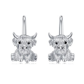 PROESS Animal Earrings 925 Sterling Silver Platform Cow / Salamander / Pig / Dog / Panda / Elephant Earrings Animal Jewellery Christmas Mother's Day Gift for Women, Sterling Silver
